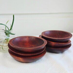 3/$45💕 Vintage Mid-Century Wooden Hand-Carved Bowls – Shallow